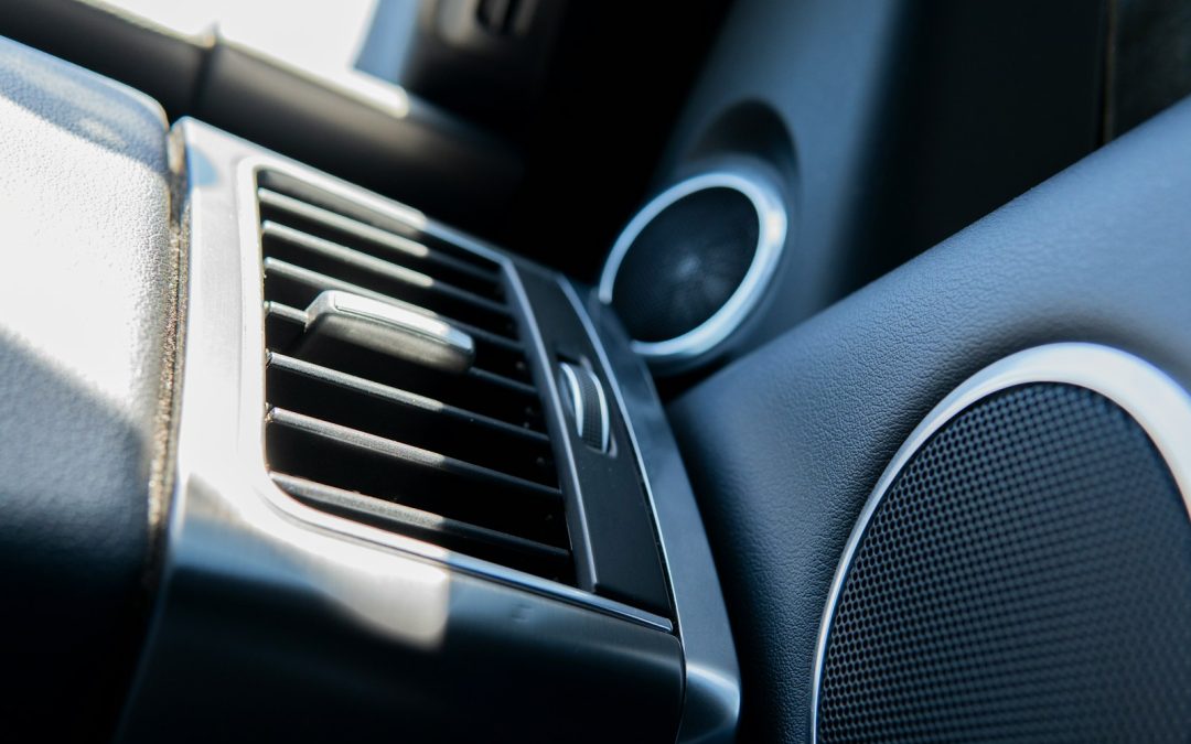 a close up of a car radio with speakers